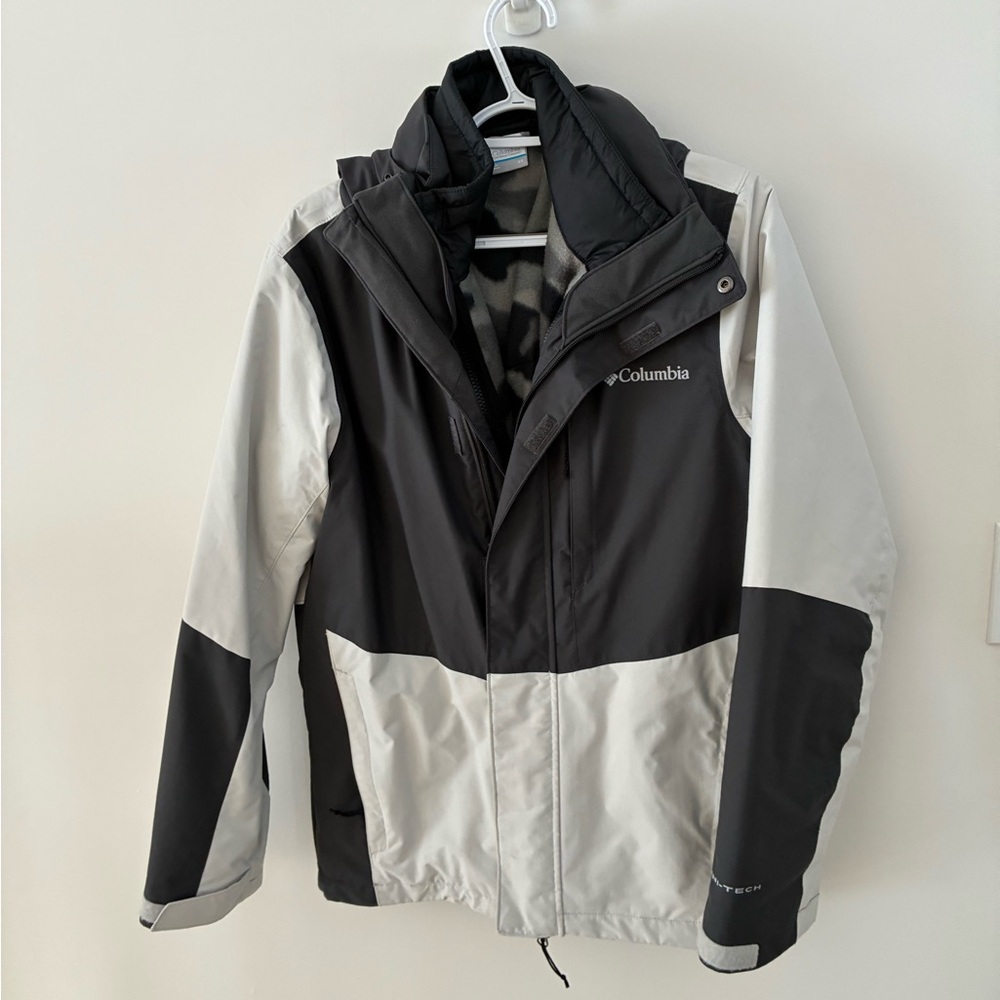 Columbia Men's Grey & White Winter Ski Jacket - Size XS